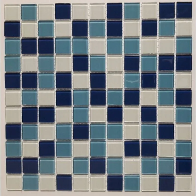 Kit 1m² Pastilha De Vidro Cristal 30cm X 30cm Azul