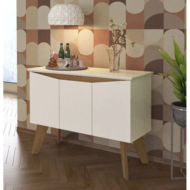 Buffet Para Sala De Estar 3 Portas Oásis Cinamomo/Off White