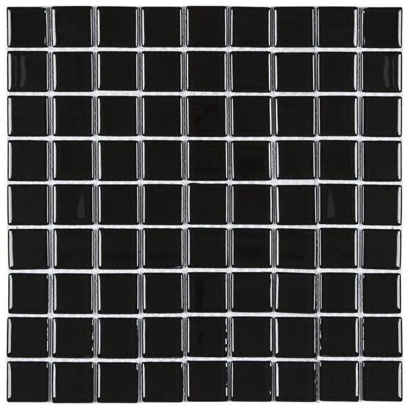 Kit 1m² Pastilha De Vidro Cristal 29cm X 29cm Preto