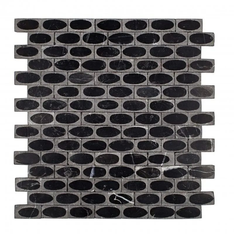 Kit 1m² Pastilha De Vidro E Marmore 31cm X 31cm Preto Máquina Pólido Matte