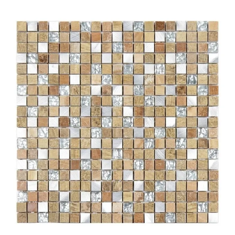 Kit 1m² Pastilha De Vidro E Mesclada 31cm X 31cm Prateado