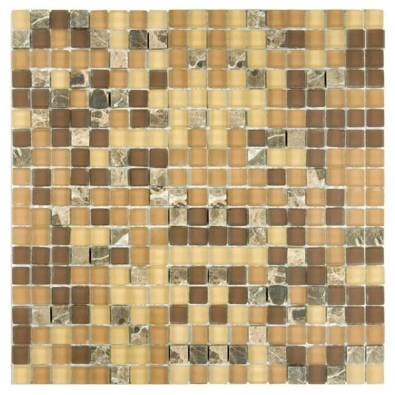Kit 1m² Pastilha De Vidro E Marmore 31cm X 31cm Mostarda