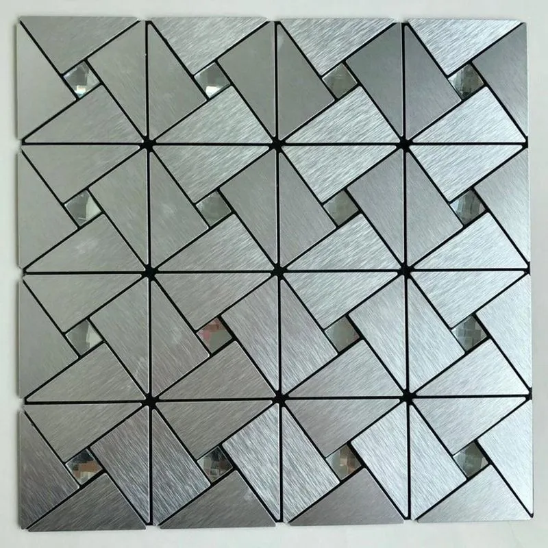 Kit 1m² Pastilha De Metal Autocolante 29cm X 29cm Prata Escovada