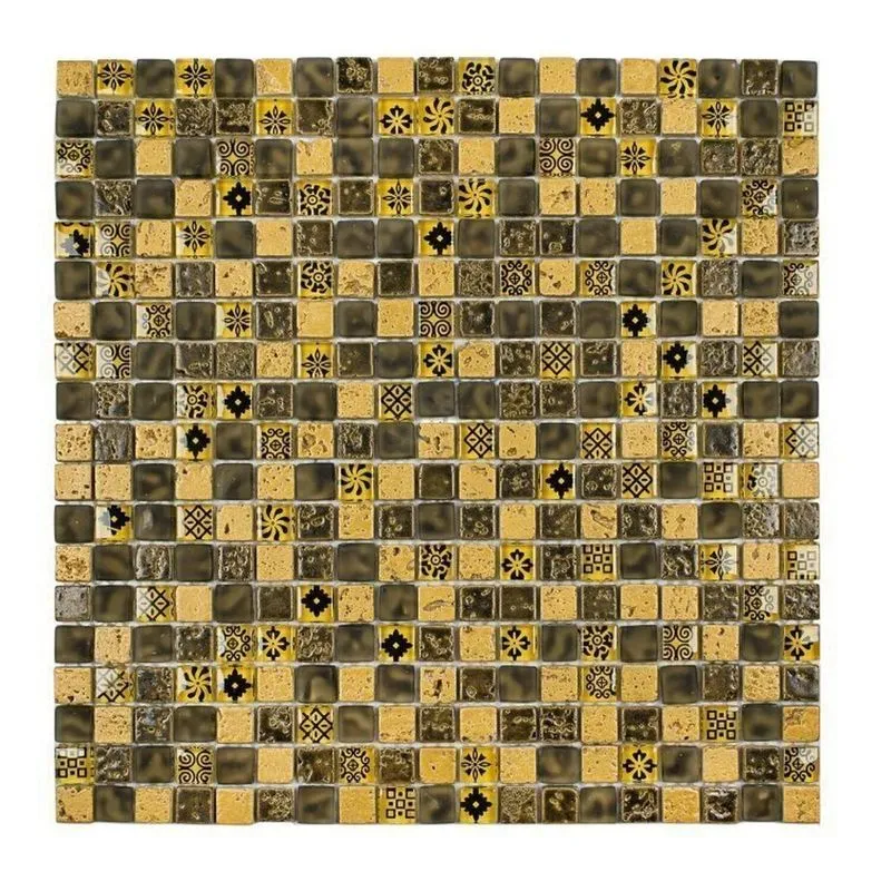 Kit 1m² Pastilha De Vidro E Mesclada 31cm X 31cm Amarelo