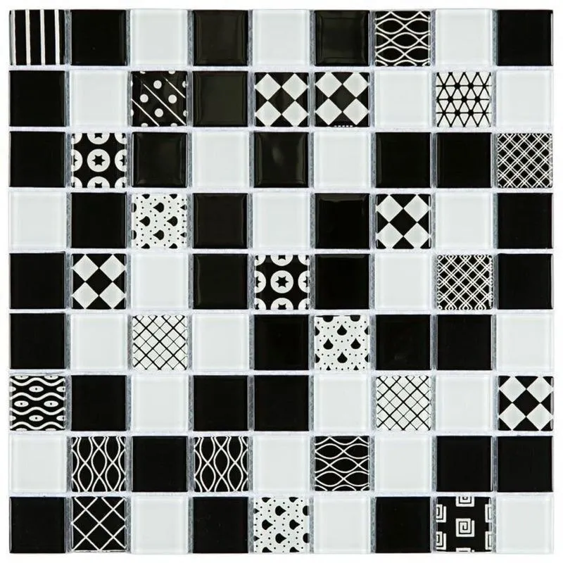 Kit 1m² Pastilha De Metal Patchworrok 29cm X 29cm Branco/Preto