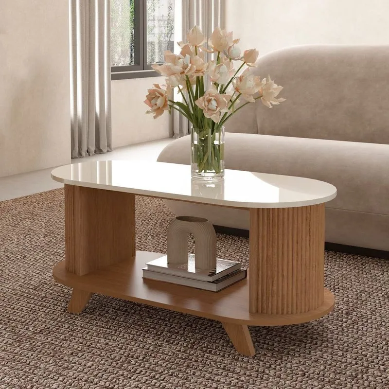 Mesa De Centro Para Sala De Estar Vivaldi Cinamomo/off White