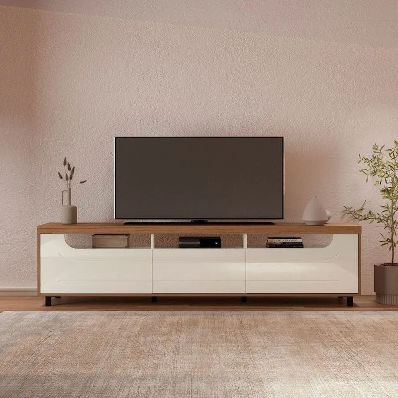 Rack Para Tv 75 Polegadas 200cm Mercury Cinamomo/Off White