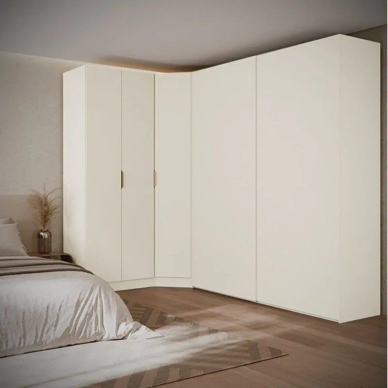 Guarda-Roupa Planejado de Canto Obliquo com 5 Portas Orion CabeCasa MadeiraOriginals Bege Aveia