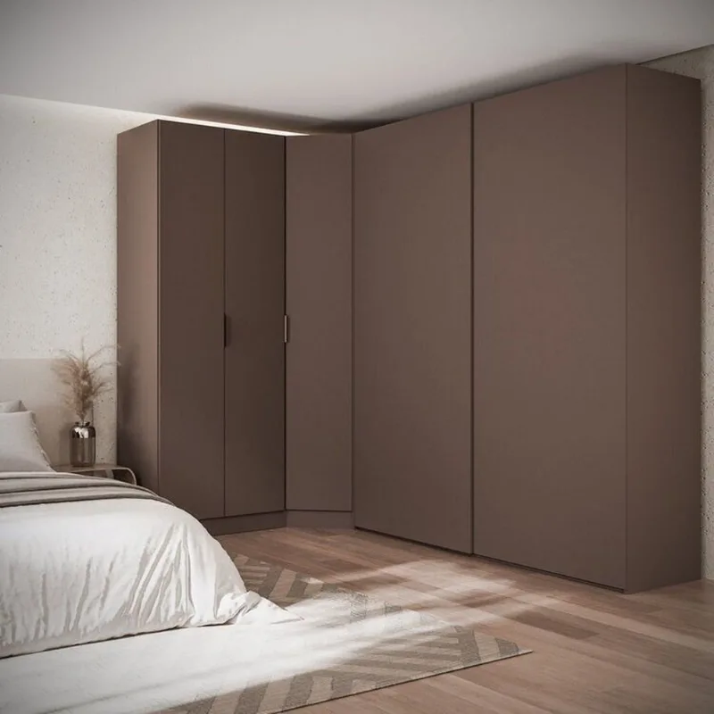 Guarda Roupa Planejado de Canto Obliquo com 5 Portas Orion CabeCasa MadeiraOriginals Marrom Mocha