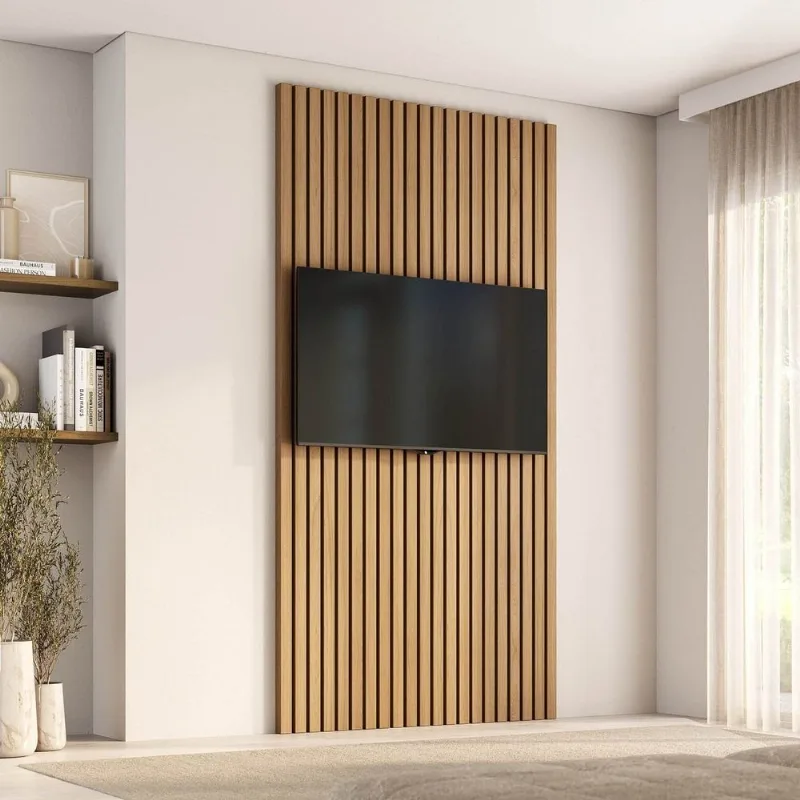 Painel Ripado para TV 48 Polegadas Planejado 120x250cm Aruá CabeCasa MadeiraOriginals Marrom/Jatob Jatoba
