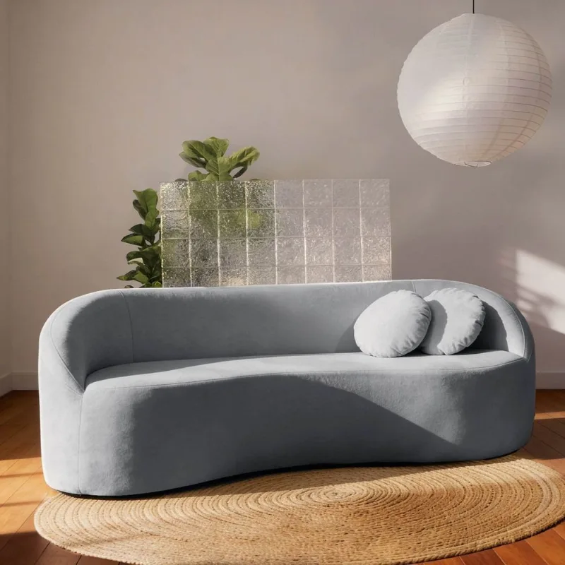 Sofá 3 Lugares Orgânico 200cm Fava CabeCasa MadeiraOriginals Azul Azul