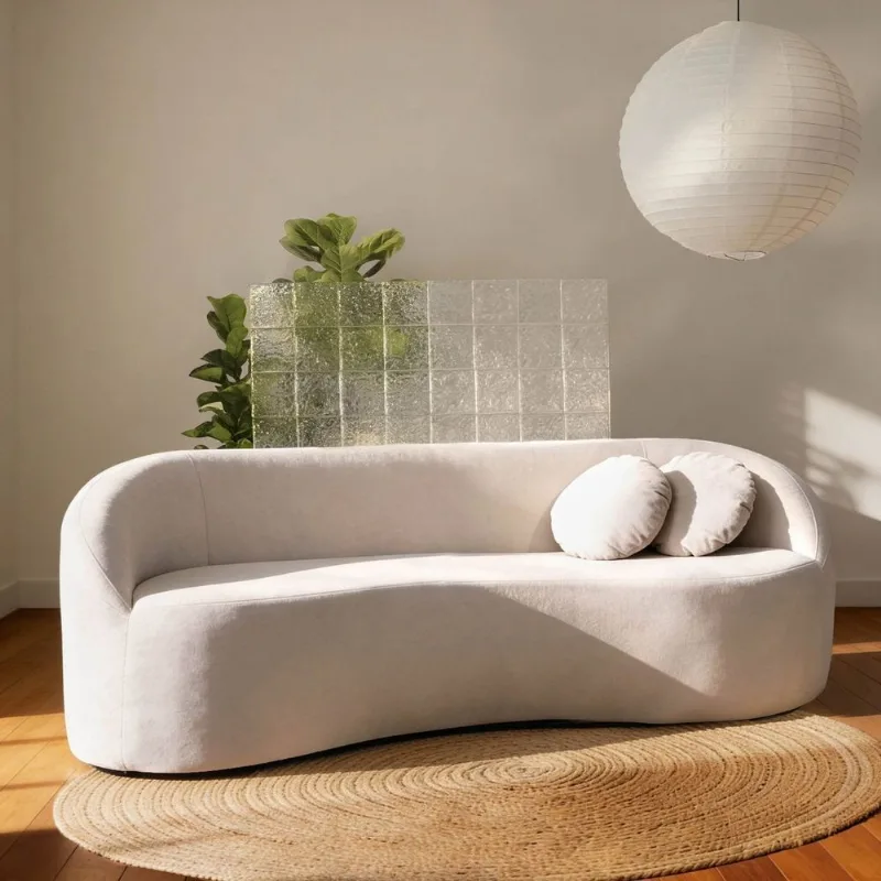Sofá 3 Lugares Orgânico 200cm Fava CabeCasa MadeiraOriginals Branco Offwhite OFFWHITE