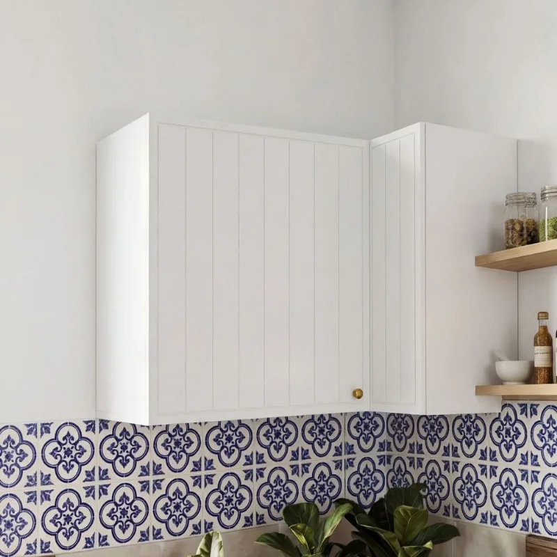 Armário Aéreo Planejado Canto Reto 2 Portas Marselha CabeCasa MadeiraOriginals Branco Branco