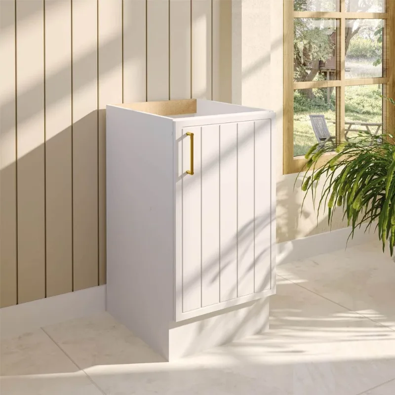 Balcão Planejado 1 Porta 40cm sem Tampo Marselha CabeCasa MadeiraOriginals Branco Branco