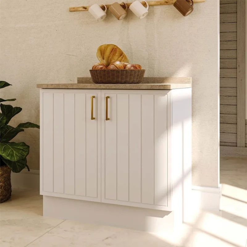 Balcão Planejado 2 Portas 80cm com Tampo Marselha CabeCasa MadeiraOriginals Branco Branco
