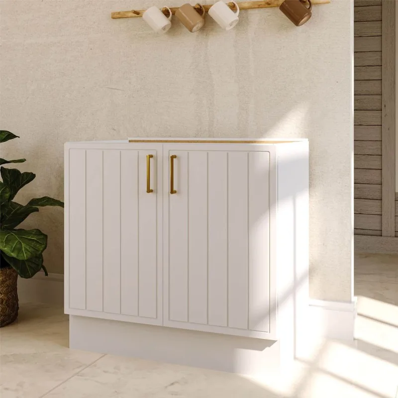 Balcão Planejado 2 Portas 80cm sem Tampo Marselha CabeCasa MadeiraOriginals Branco Branco
