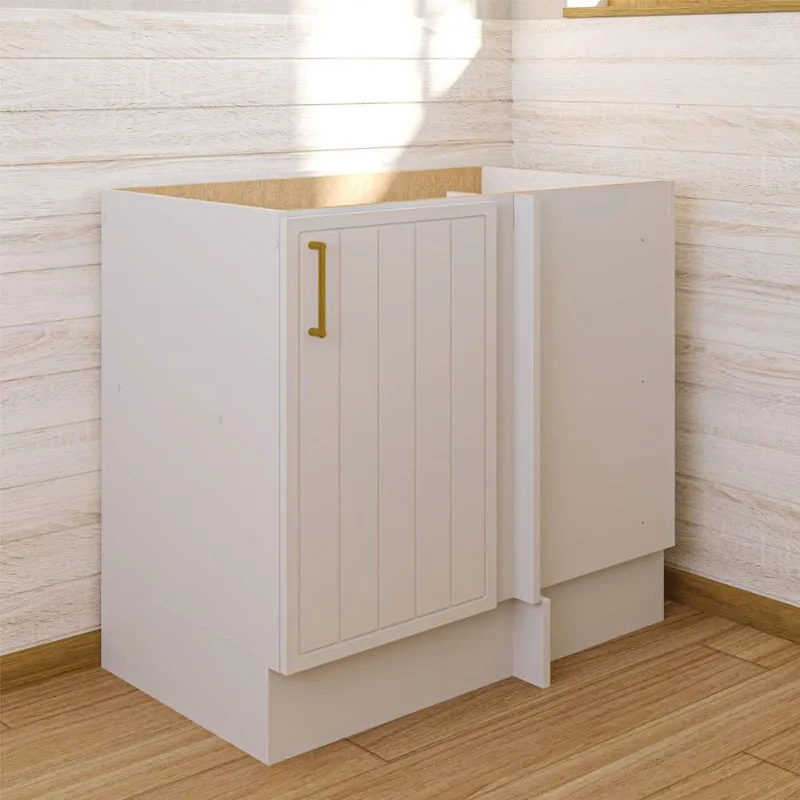 Balcão Canto Reto Planejado 1 Porta sem Tampo Marselha CabeCasa MadeiraOriginals Branco Branco