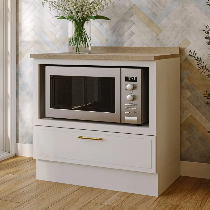 Balcão Planejado com Nicho para Forno com Tampo Marselha CabeCasa MadeiraOriginals Branco Branco