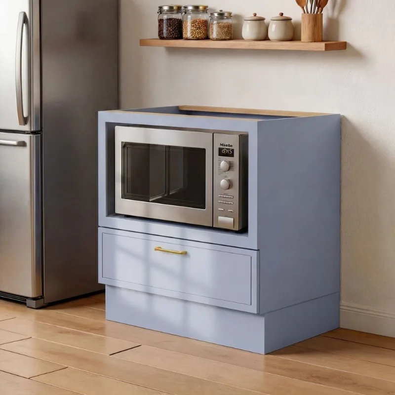 Balcão Planejado com Nicho para Forno sem Tampo Marselha CabeCasa MadeiraOriginals Azul/Sereno Azul Sereno