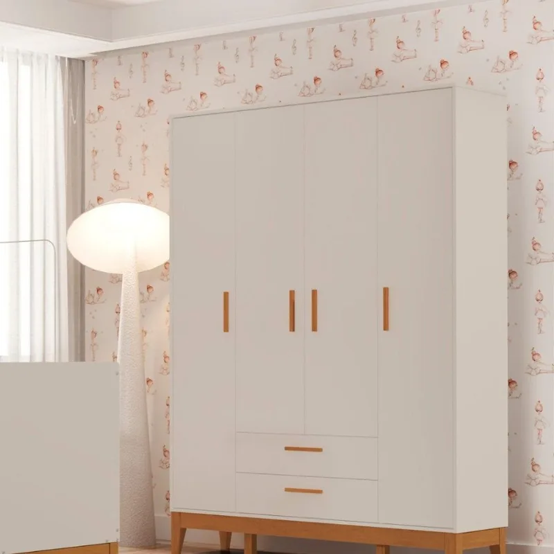 Guarda-Roupa para Quarto de Bebê 4 Portas Flip Bege/Areia Fosco Areia Fosco