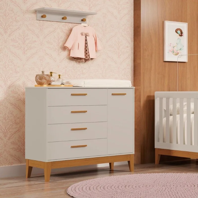 Cômoda Sapateira para Quarto de Bebê Flip Bege/Areia Fosco Areia Fosco