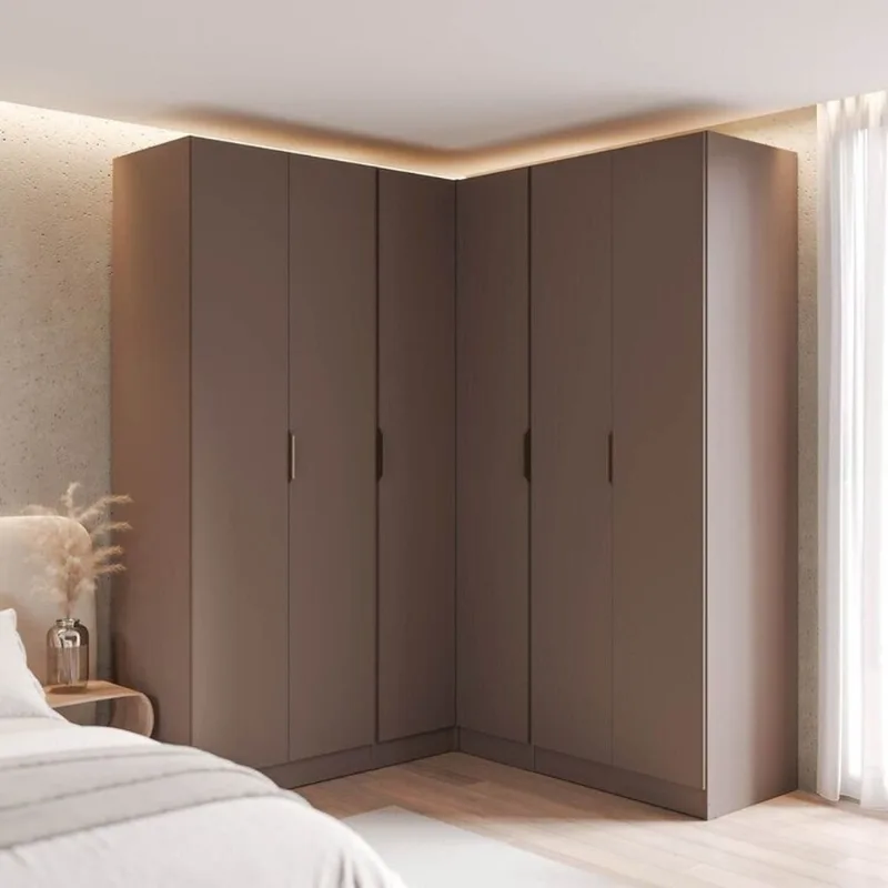 Guarda-Roupa Planejado de Canto Linear 4 Peças 6 Portas Orion CabeCasa MadeiraOriginals Marrom/Mocha Mocha