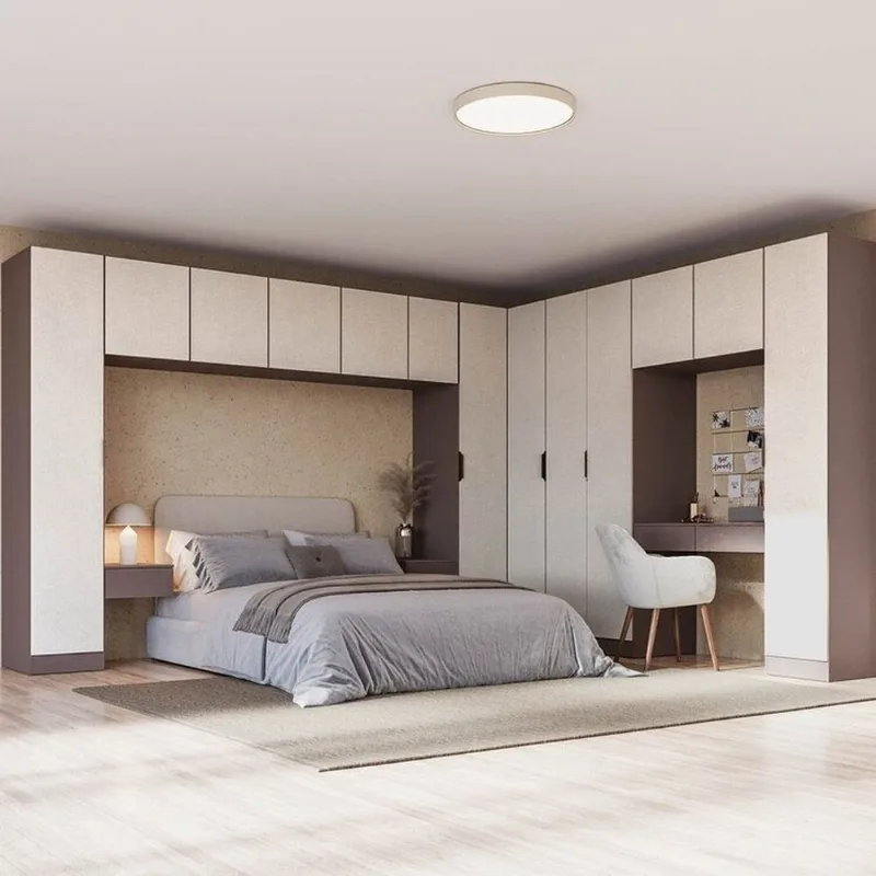 Guarda-Roupa Planejado de Canto Linear 12 Peças com 13 Portas Orion CabeCasa MadeiraOriginals Marrom/Mocha/Linho Mocha/Linho