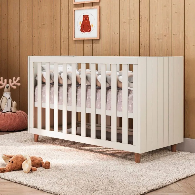 Berço 3 em 1 com Colchão 4 Níveis Valentina Branco/Soft/Jequitibá Branco Soft / Jequitibá