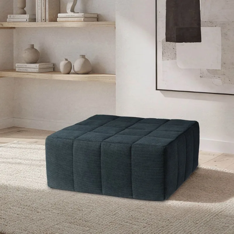 Puff Modular de Espuma Easybox Cabecasa Madeiraoriginals Cotelê Verde Escuro Cotelê Verde Escuro