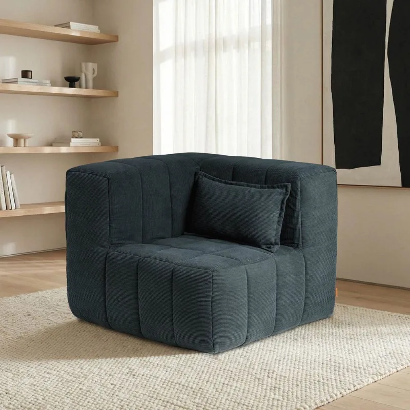 Sofá Canto Modular de Espuma Easybox CabeCasa MadeiraOriginals Cotelê Verde Escuro Cotelê Verde Escuro