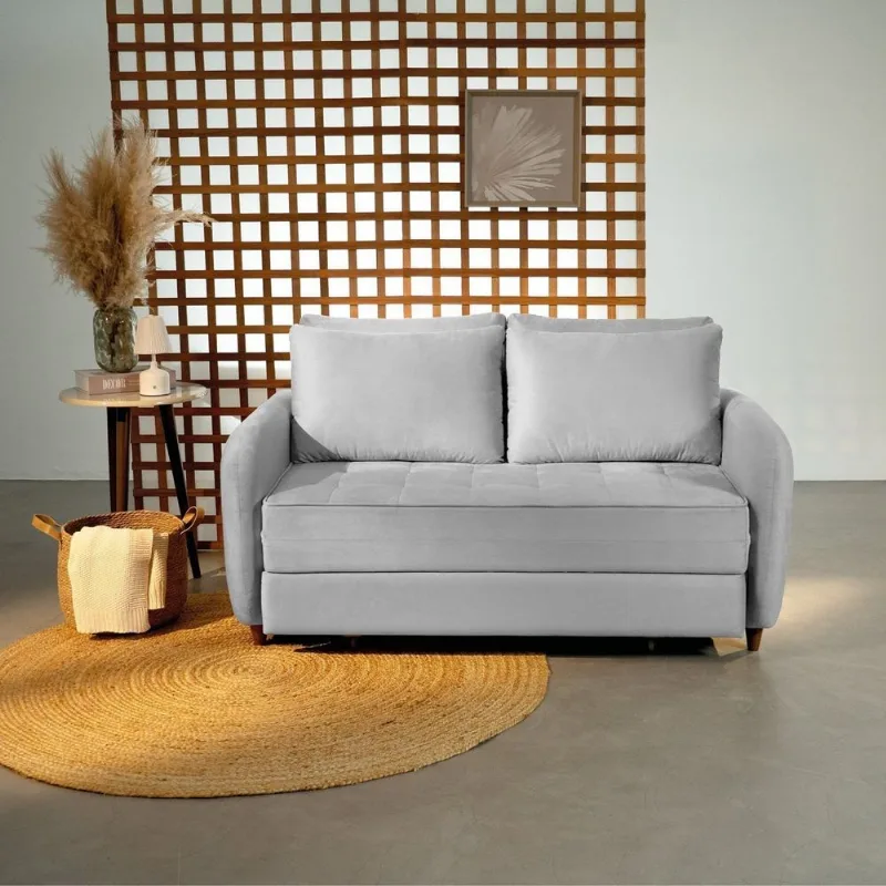 Sofá Cama Casal 150cm Mode CabeCasa MadeiraOriginals Cinza