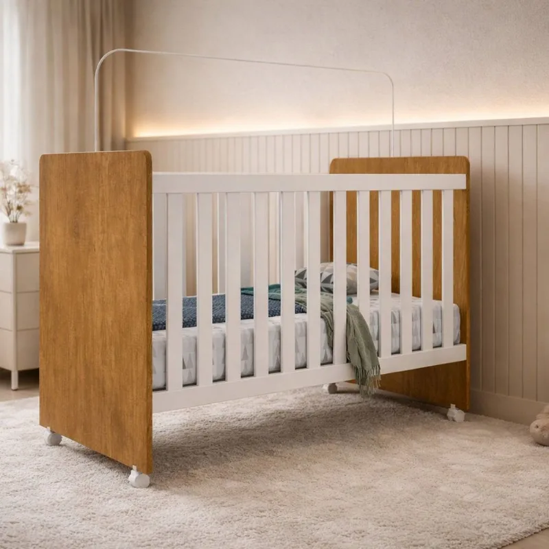 Berço Mini Cama 97cm x 132,8cm Catatau New Marrom/Nature/Branco Nature / Branco