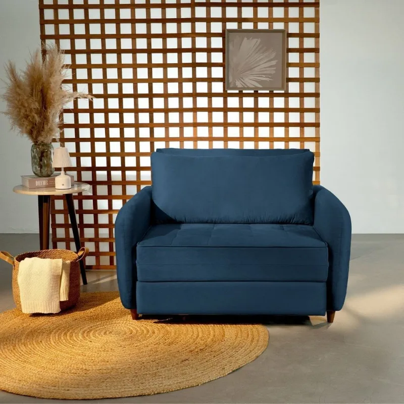 Sofá Cama Solteiro 105cm Mode CabeCasa MadeiraOriginals Azul
