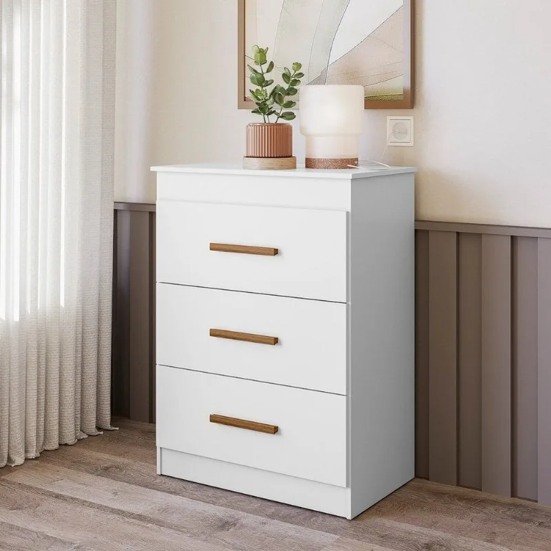 Cômoda Ternura Flex para Quarto Infantil 3 Gavetas Branco/Nature Branco/Nature