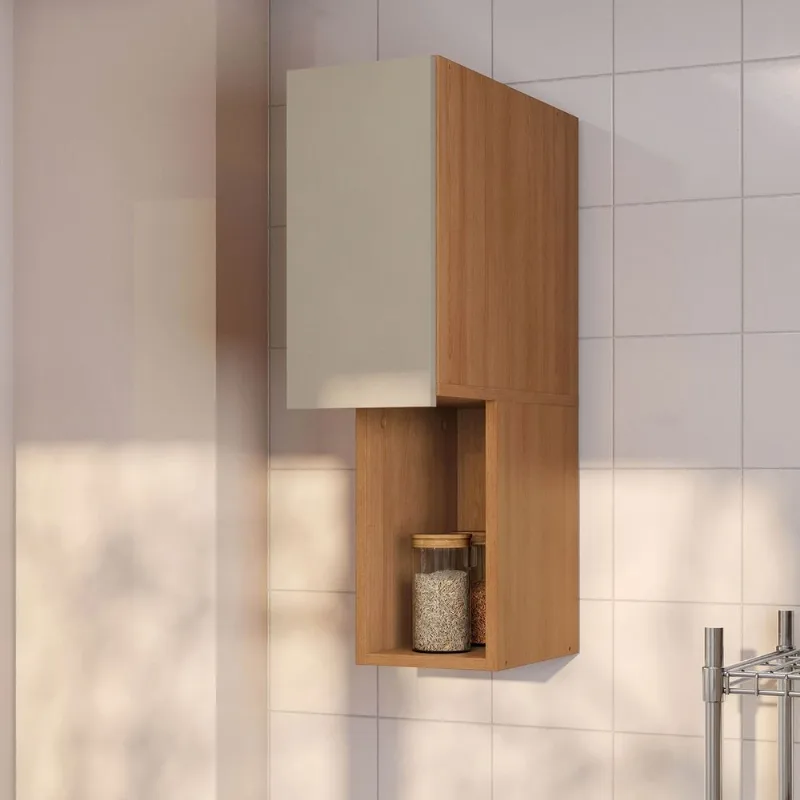 Armário Aéreo Planejado 1 Porta 20cm Aroeira CabeCasa MadeiraOriginals Marrom/Cinza Sereno/Cedro Cinza Sereno/Cedro
