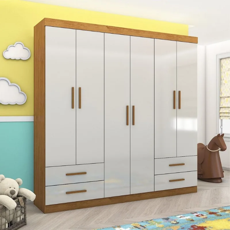 Guarda-Roupa 6 Portas 4 Gavetas Infantil Perola Off White/Cinamomo Cinamomo/Off White