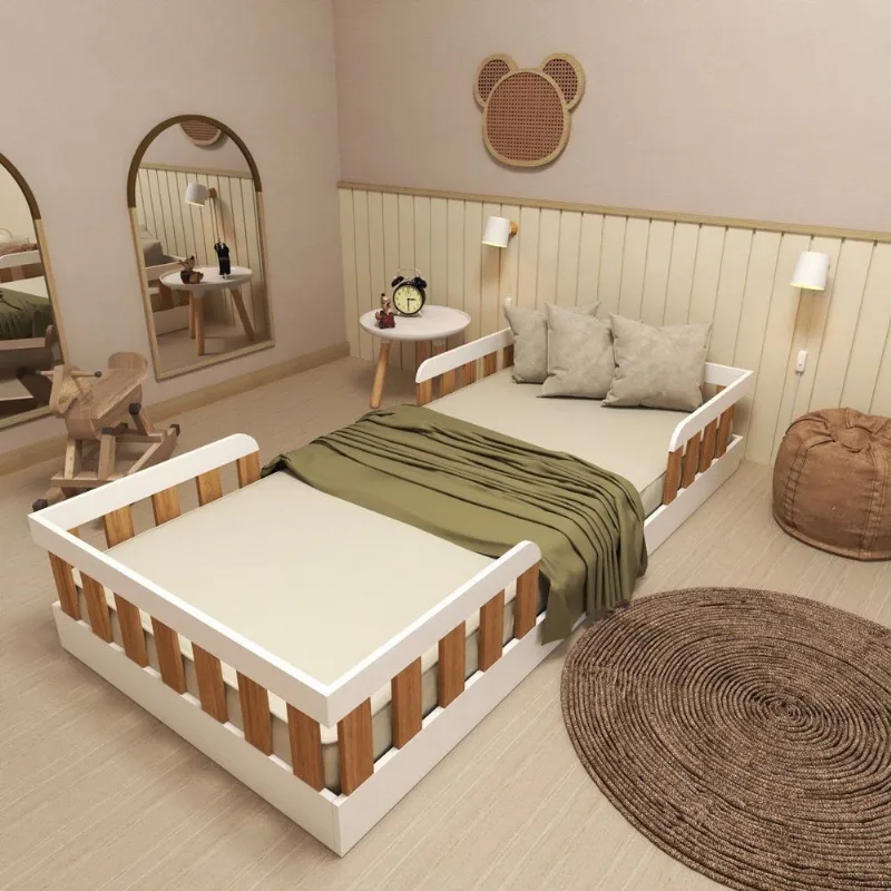 Cama Infantil Montessoriana Solteiro Tuli Zoe Branco/Carvalho Mel Branco/Carvalho Mel