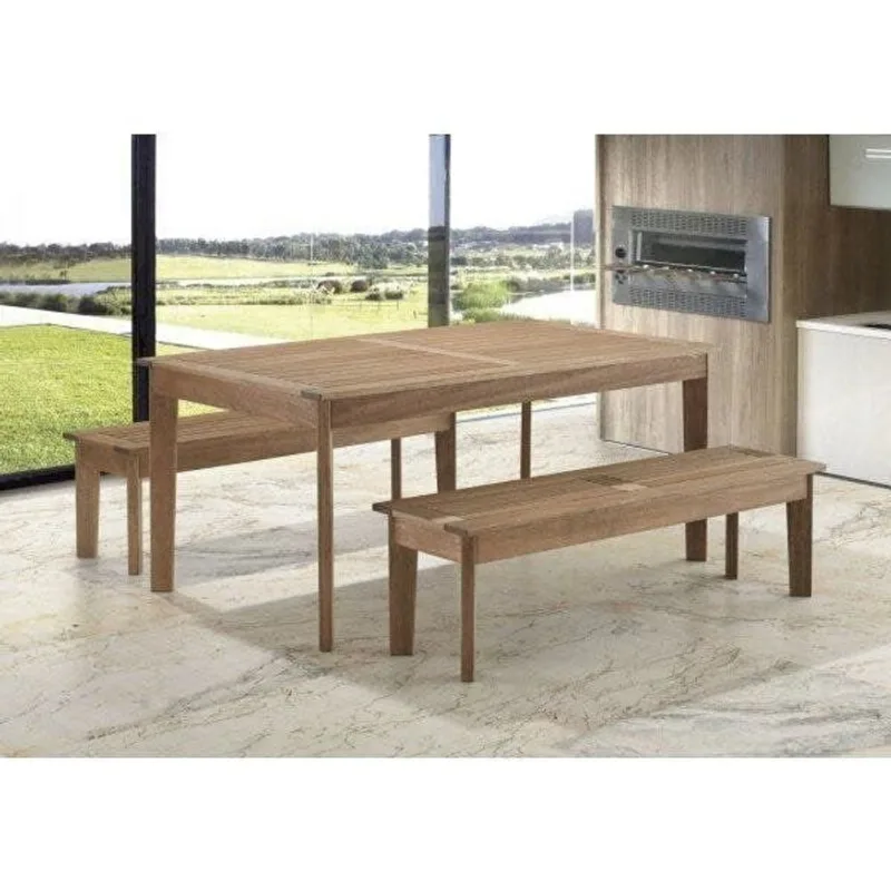 Mesa em Madeira Maciça Retangular 86x160cm Primavera Bege Stain Jatobá