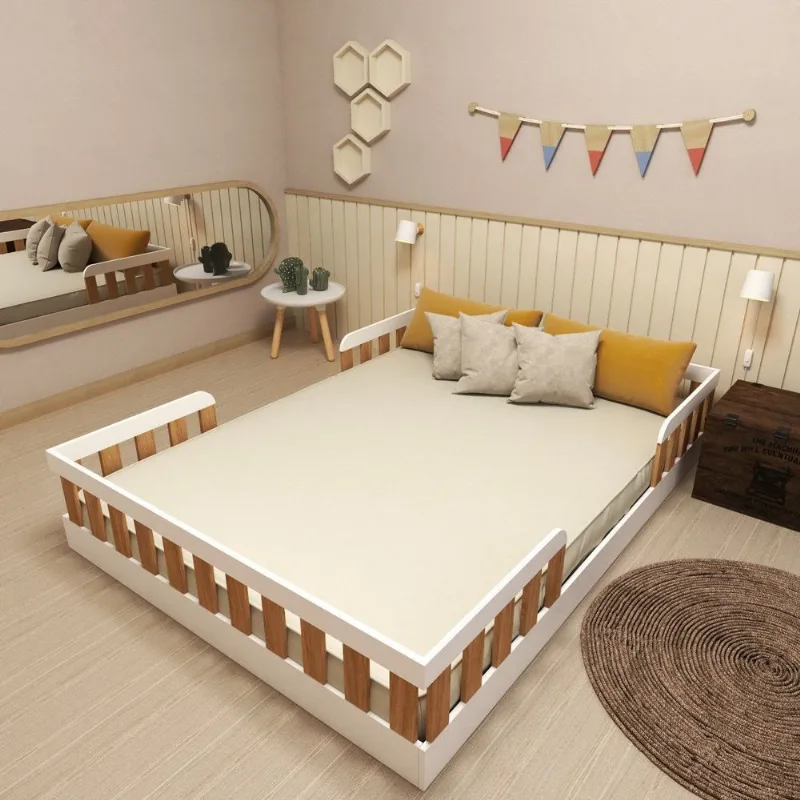 Cama Infantil Montessoriana Casal Tuli Branco/Carvalho Mel Branco/Carvalho Mel