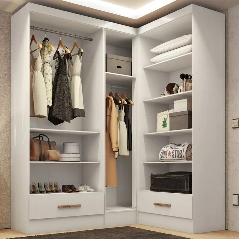 Closet Modulado De Canto 3 Peças 2 Gavetas Smart Plus Branco