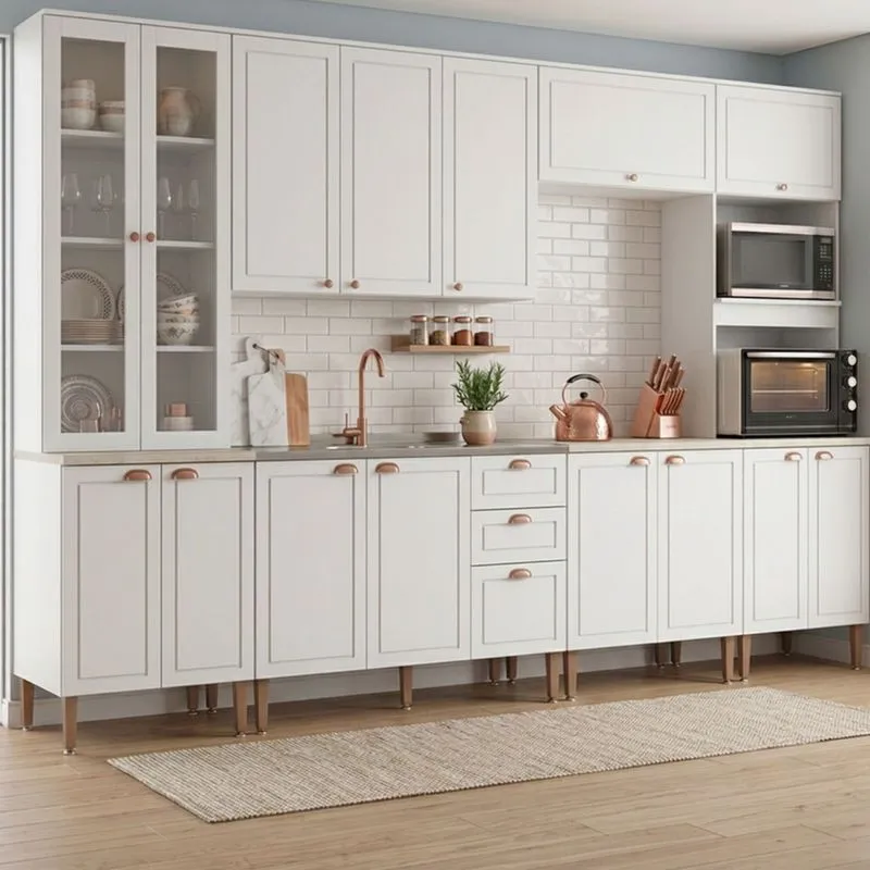Cozinha Compacta Modulada 6 Peças Com 16 Portas Americana Branco Nobre Branco Nobre 4