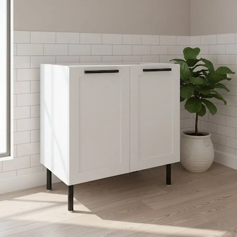 Balcão Sem Tampo Para Cozinha 2 Portas E 1 Prateleira 80cm Mdf Grazi Branco