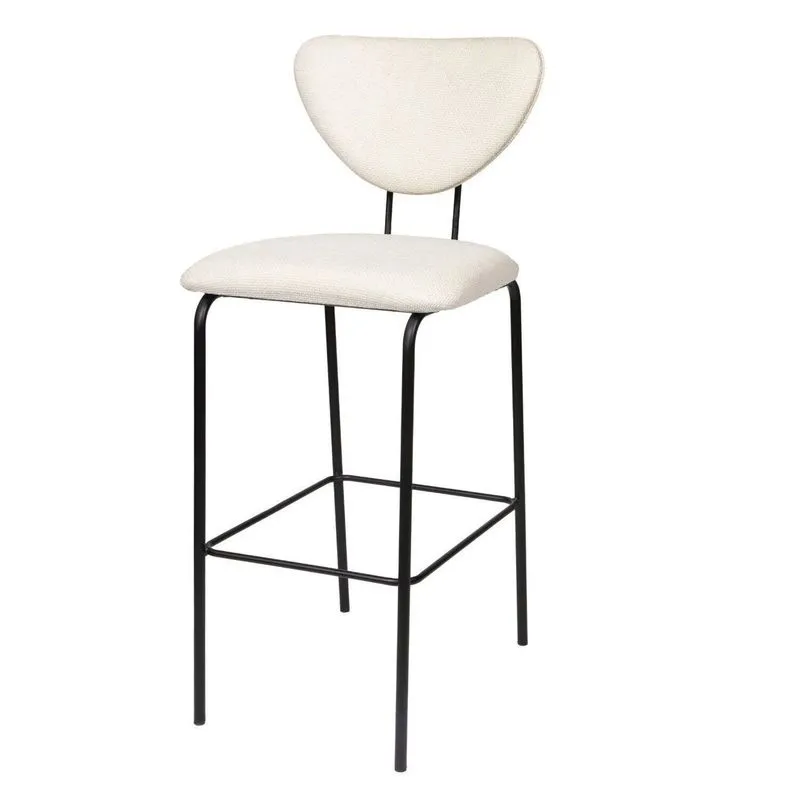 Banqueta Alta Estofada Para Bancada E Cozinha Decorativa Alto Conforto Vitta Preto / Linho Off White