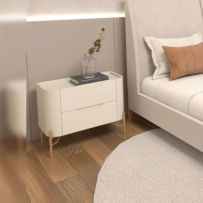 Mesa De Cabeceira 67cm Com 2 Gavetas E Pés Em Metal 100% Mdf Luna/bronze