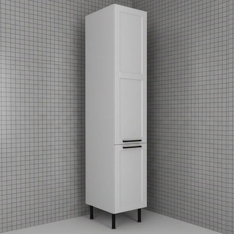 Armário Paneleiro 2 Portas Almofada Americana 5 Prateleiras 40x222cm Tm1339 Grazi Mdf Branco