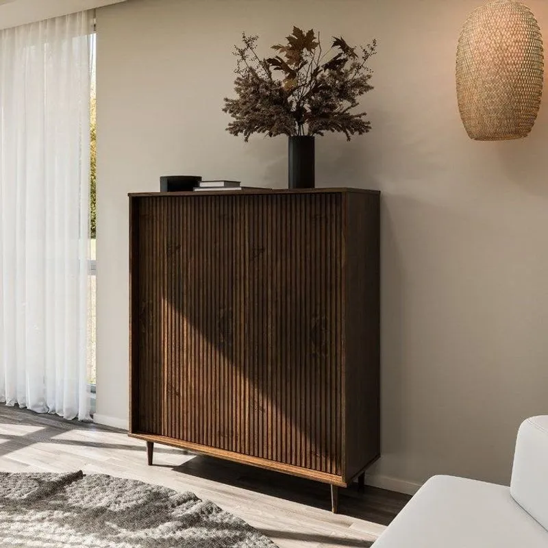 Balcão Gabinete Alto Com 2 Portas Coleção Jazz Castanho