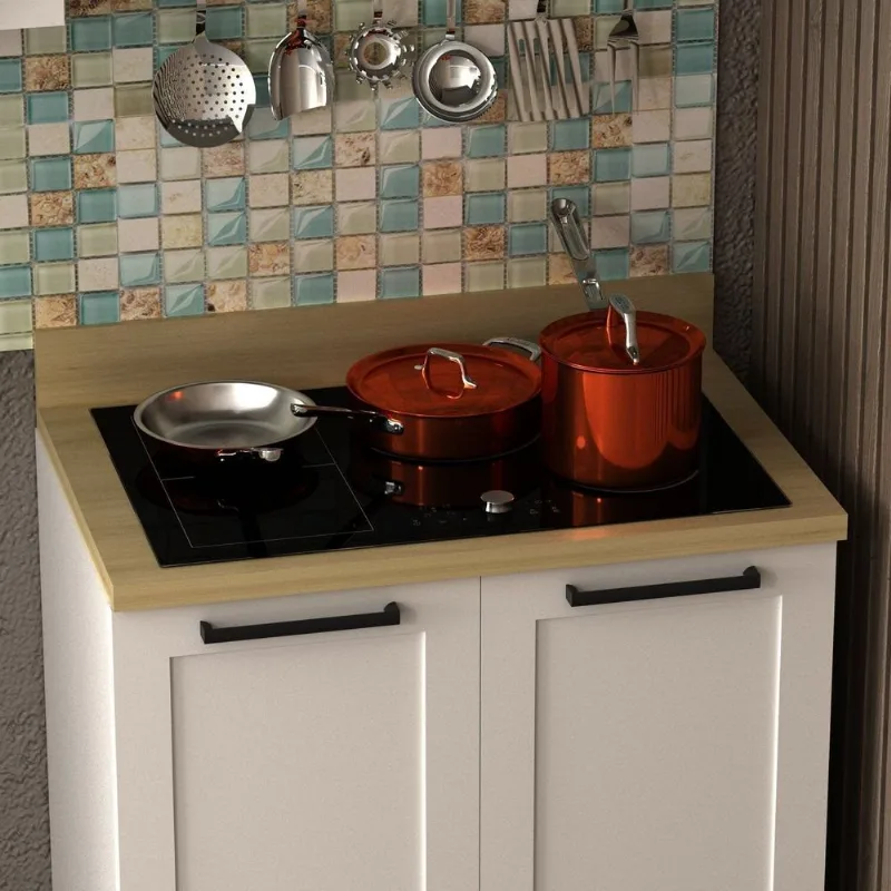 Tampo Cozinha Para Cooktop 80cm Tm1330 Carvalho Tropical Mdf Grazi Carvalho Tropical