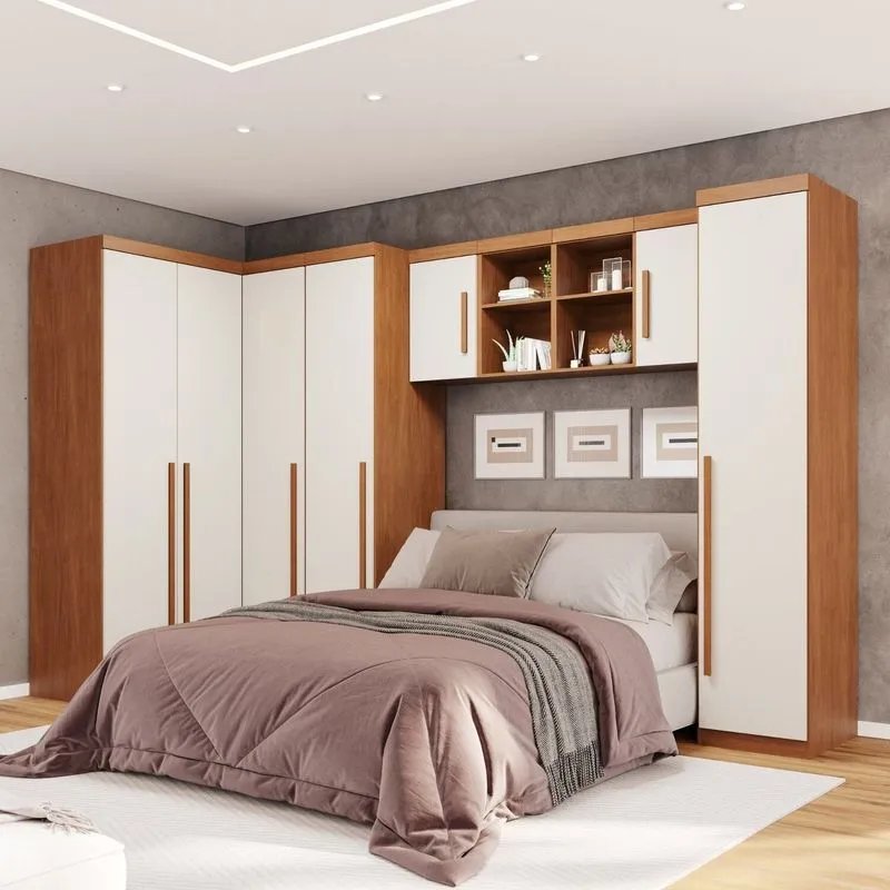 Guarda-Roupa Modulado 4 Peças 7 Portas 3 Gavetas Texas Cinamomo/ Off White Arenas