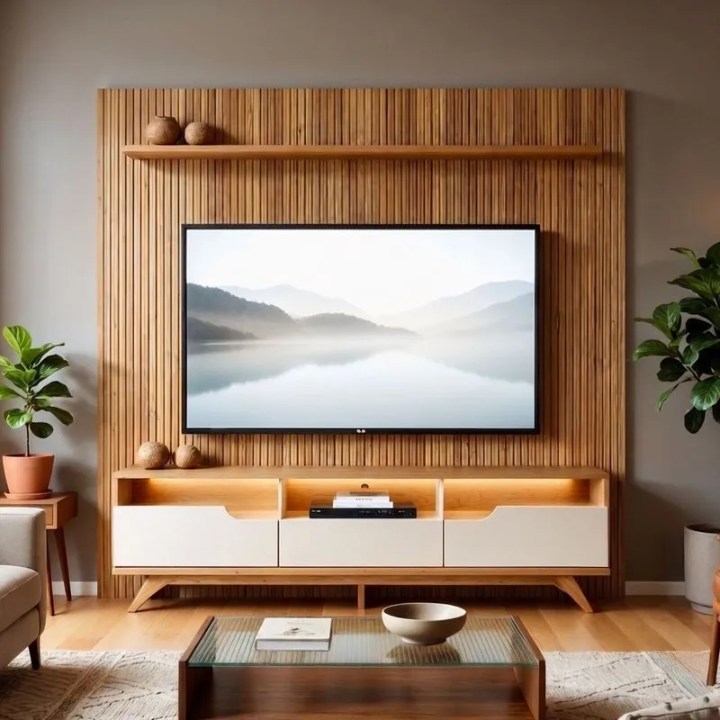 Conjunto Rack E Painel Para Tv Até 46 Polegadas 224x218cm Firenze Cinamomo/off White