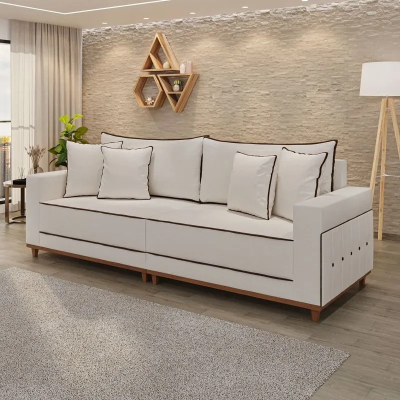 Sofá Para Sala De Estar Living 05 Lugares 236cm Montes Claros Pérola